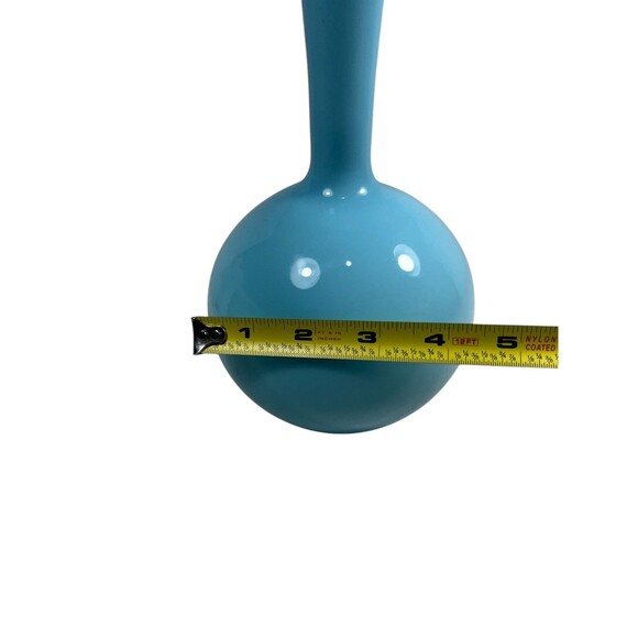 Vintage Mid Century Turquoise Scandinavian Long Necked Bulb Vase Art Deco MCM - Picture 8 of 13